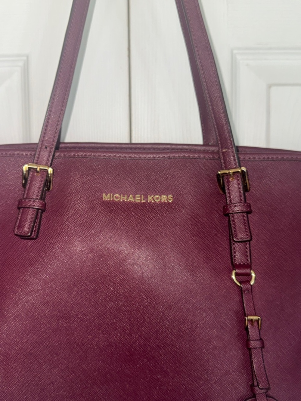 MICHAEL KORS Burgundy jet set Saffiano Leather Tote - Picture 3 of 12